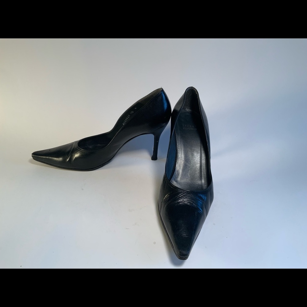 Black leather Stewart Weizmann heels